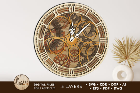 Clock Multilayer Laser Cut Files: Creative Design Assets