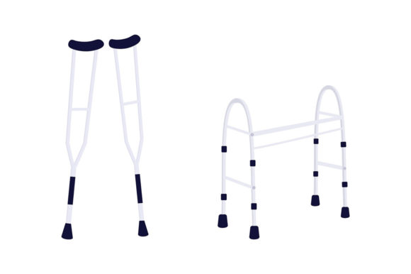 Disabled People Equipment Flat Color Set