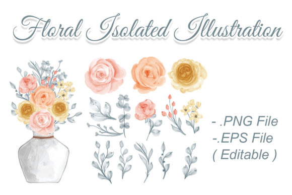 Elevating Brand Identity and Personal Projects with Isolated Watercolor Leaves with Flowers