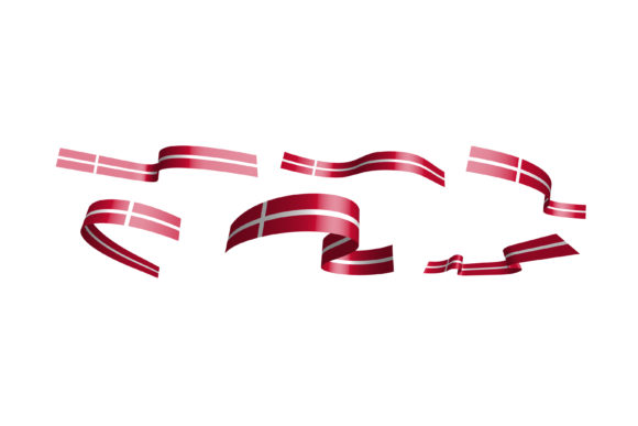 Elevating Brand Identity: The Strategic Value of the Set of Holiday Ribbons. Denmark Flag in Modern Design