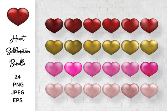 Heart Bundle: 24 Sublimation Hearts Set