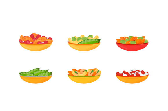Nuts and Beans and Seeds in Bowls Set