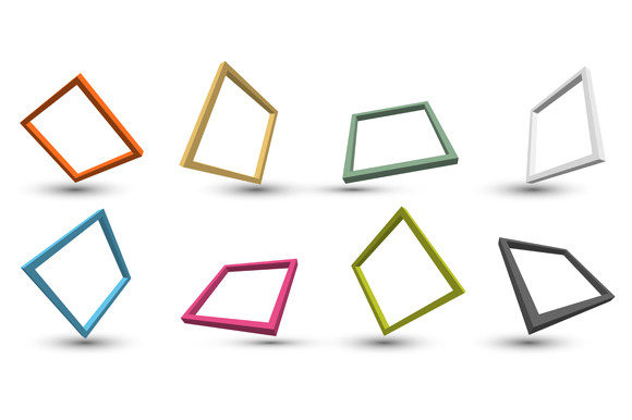 Set 3D Distort Perspective Square Frame for Visual Projects