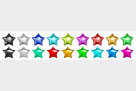 Set of Colored Balloons and Star Shapes