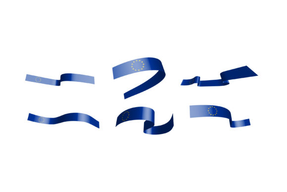 Set of Holiday Ribbons with EU Flag Design
