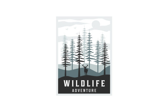Wildlife at Forest Vintage Poster Design